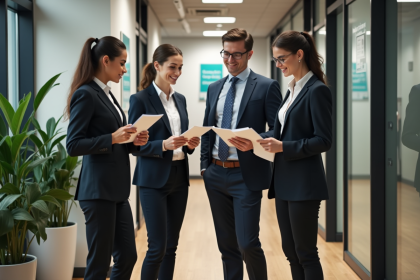 Groupe de professionnels en réunion dans un bureau moderne