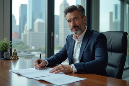 Homme d'affaires confiant dans son bureau moderne