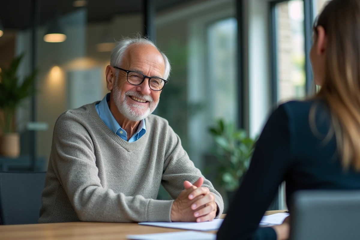 Homme &acirc;g&eacute; souriant lors d
