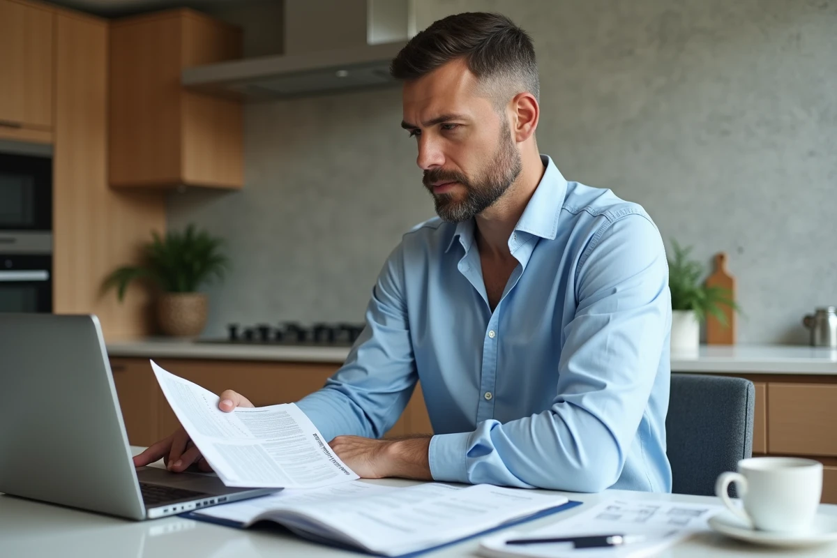 Homme d'âge moyen analysant des documents financiers