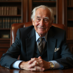 Homme âgé en costume élégant dans un bureau ancien